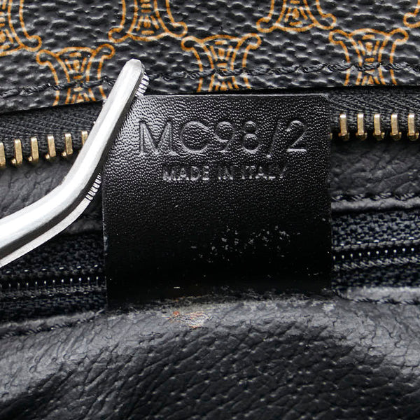 セリーヌ マカダム ハンドバッグ ブラック ブラウン PVC レザー レディース CELINE 【中古】