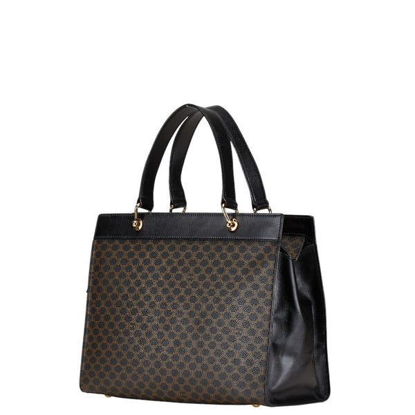 セリーヌ マカダム ハンドバッグ ブラック ブラウン PVC レザー レディース CELINE 【中古】