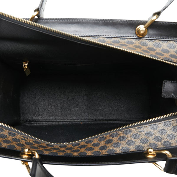 セリーヌ マカダム ハンドバッグ ブラック ブラウン PVC レザー レディース CELINE 【中古】