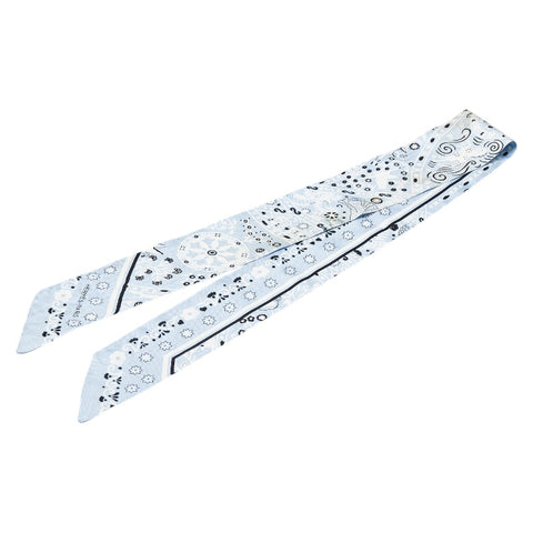 エルメス ツイリー Peuple du Vent 風の民 スカーフ ライトブルー ブルー ホワイト シルク レディース HERMES 【中古】