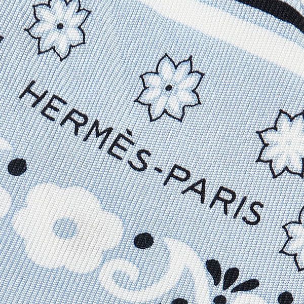 エルメス ツイリー Peuple du Vent 風の民 スカーフ ライトブルー ブルー ホワイト シルク レディース HERMES 【中古】