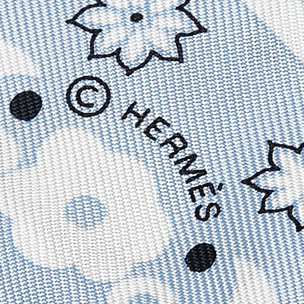 エルメス ツイリー Peuple du Vent 風の民 スカーフ ライトブルー ブルー ホワイト シルク レディース HERMES 【中古】