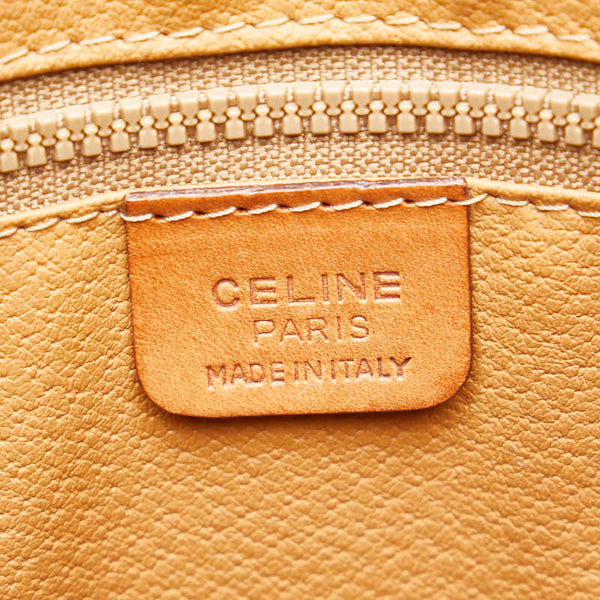 セリーヌ マカダム ボストンバッグ トラベルバッグ ブラウン PVC レザー レディース CELINE 【中古】