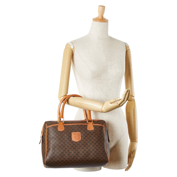 セリーヌ マカダム ボストンバッグ トラベルバッグ ブラウン PVC レザー レディース CELINE 【中古】