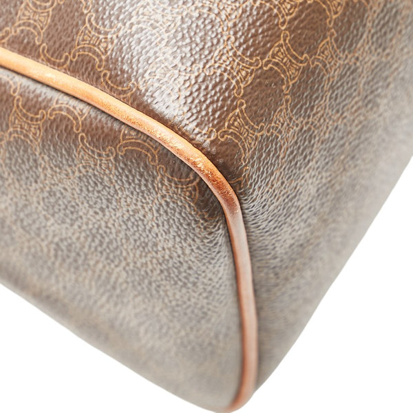 セリーヌ マカダム ボストンバッグ トラベルバッグ ブラウン PVC レザー レディース CELINE 【中古】