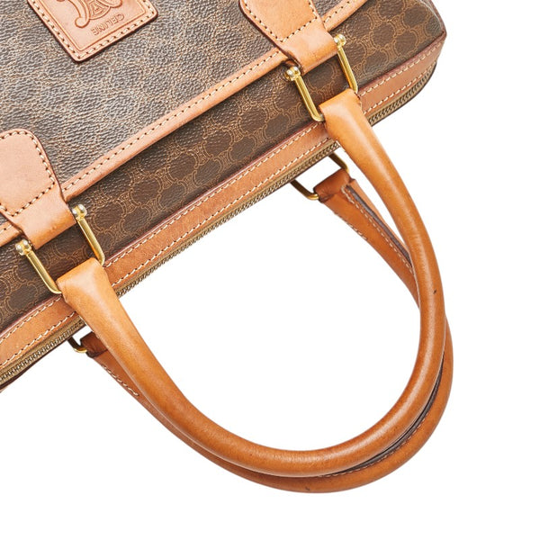 セリーヌ マカダム ボストンバッグ トラベルバッグ ブラウン PVC レザー レディース CELINE 【中古】