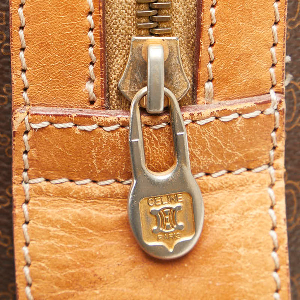 セリーヌ マカダム ボストンバッグ トラベルバッグ ブラウン PVC レザー レディース CELINE 【中古】