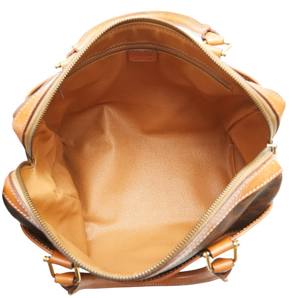 セリーヌ マカダム ボストンバッグ トラベルバッグ ブラウン PVC レザー レディース CELINE 【中古】