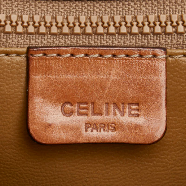 セリーヌ マカダム 斜め掛け ショルダーバッグ ブラウン PVC レザー レディース CELINE 【中古】