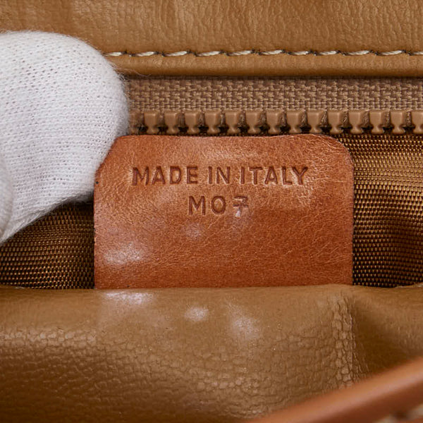 セリーヌ マカダム 斜め掛け ショルダーバッグ ブラウン PVC レザー レディース CELINE 【中古】