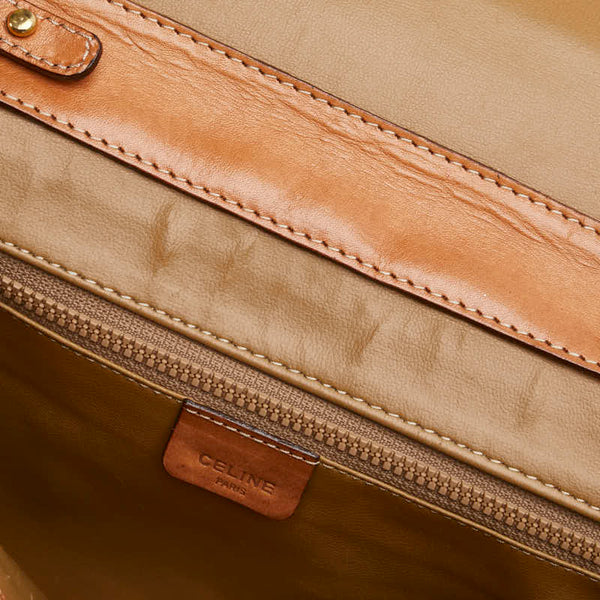 セリーヌ マカダム 斜め掛け ショルダーバッグ ブラウン PVC レザー レディース CELINE 【中古】