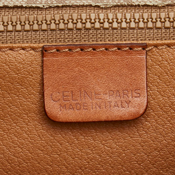 セリーヌ マカダム 斜め掛け ショルダーバッグ ベージュ ブラウン PVC レザー レディース CELINE 【中古】