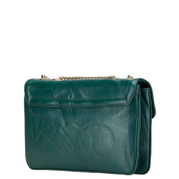 グッチ ラジャ タイガー 斜め掛け チェーン ショルダーバッグ 537241 グリーン レザー レディース GUCCI 【中古】