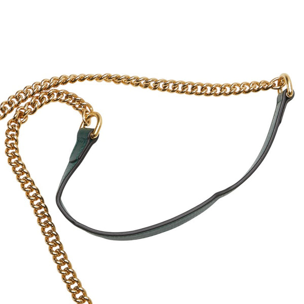 グッチ ラジャ タイガー 斜め掛け チェーン ショルダーバッグ 537241 グリーン レザー レディース GUCCI 【中古】