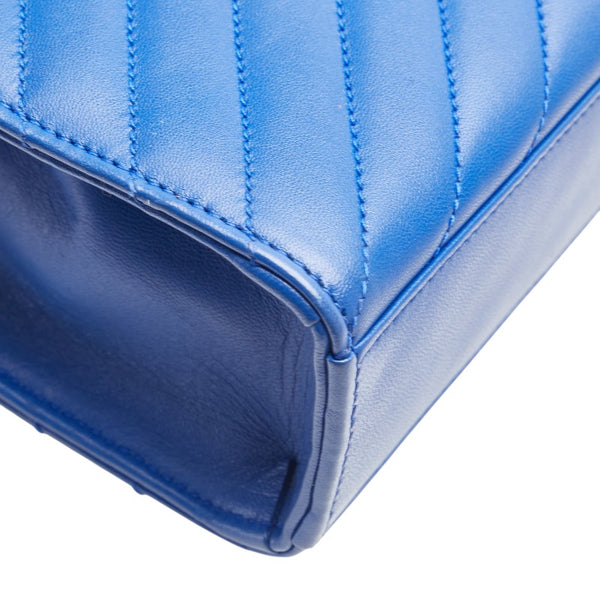 グッチ YSLロゴ キルティング チェーン ショルダーバッグ ブルー レザー レディース GUCCI 【中古】