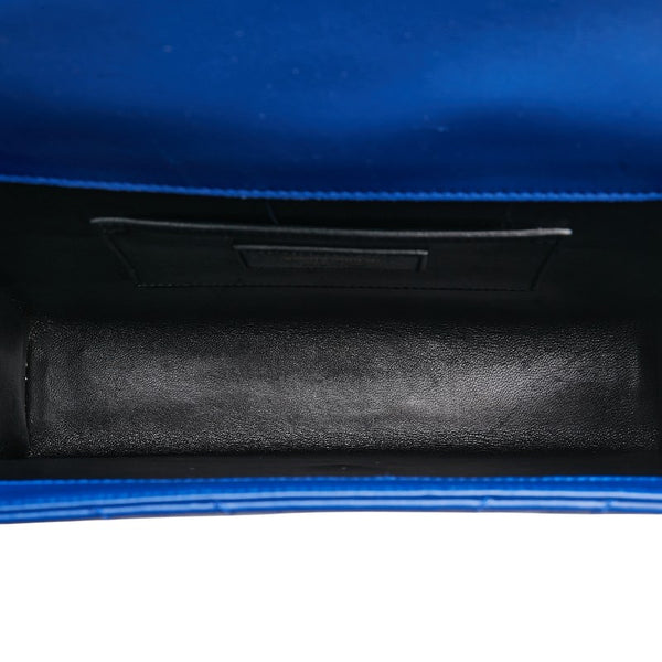 グッチ YSLロゴ キルティング チェーン ショルダーバッグ ブルー レザー レディース GUCCI 【中古】