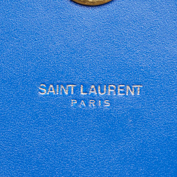 グッチ YSLロゴ キルティング チェーン ショルダーバッグ ブルー レザー レディース GUCCI 【中古】