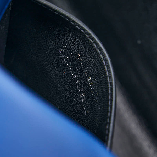 グッチ YSLロゴ キルティング チェーン ショルダーバッグ ブルー レザー レディース GUCCI 【中古】