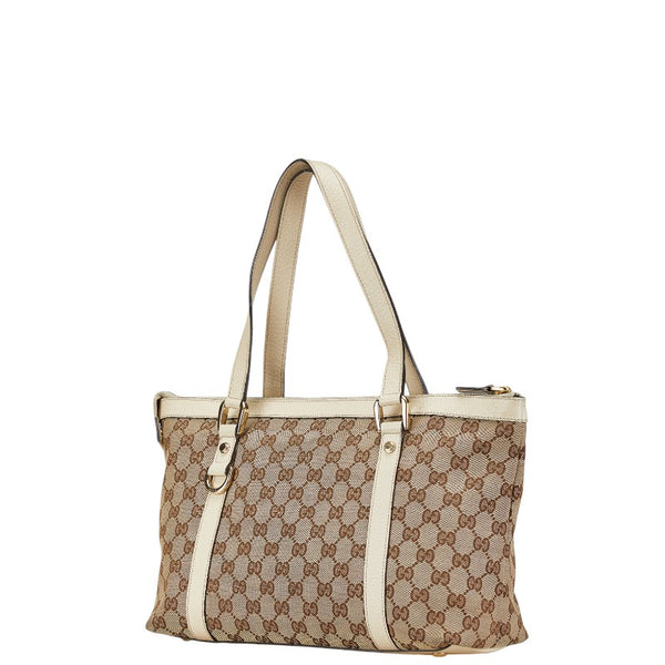 グッチ GGキャンバス ハンドバッグ トートバッグ 141470 ベージュ キャンバス レザー レディース GUCCI 【中古】