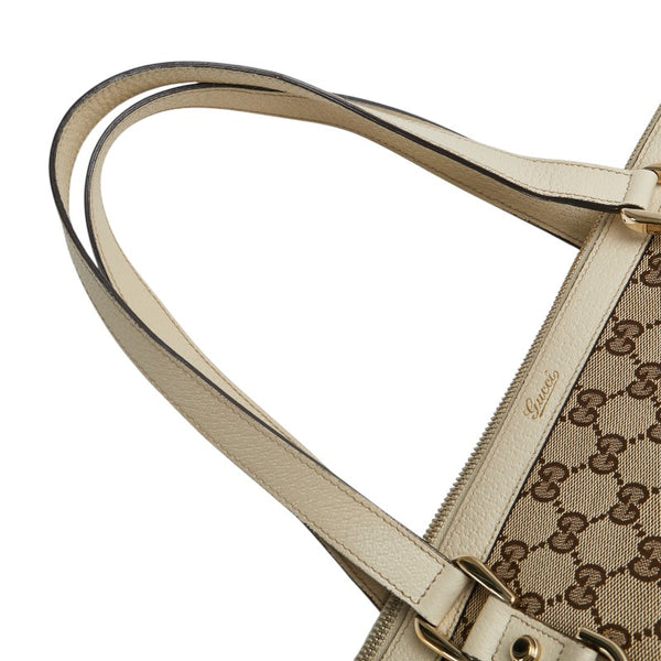 グッチ GGキャンバス ハンドバッグ トートバッグ 141470 ベージュ キャンバス レザー レディース GUCCI 【中古】