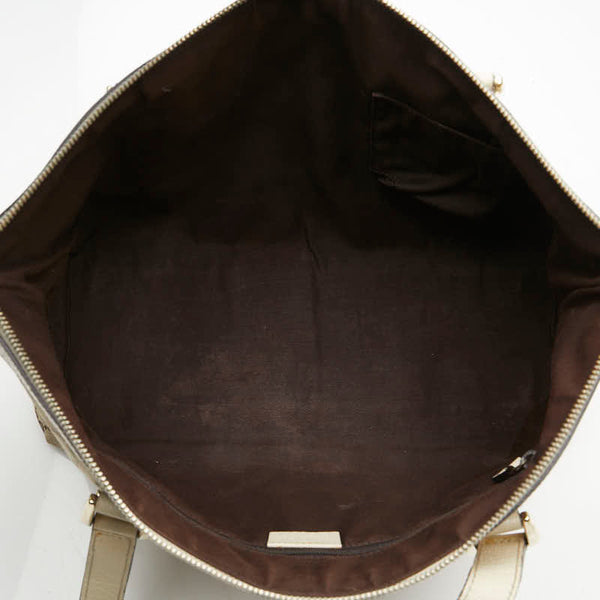 グッチ GGキャンバス ハンドバッグ トートバッグ 141470 ベージュ キャンバス レザー レディース GUCCI 【中古】