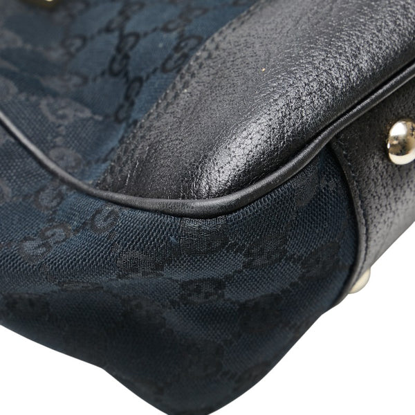 グッチ GGキャンバス プリンシー リボン トートバッグ 163805 ネイビー ブラック キャンバス レザー レディース GUCCI 【中古】