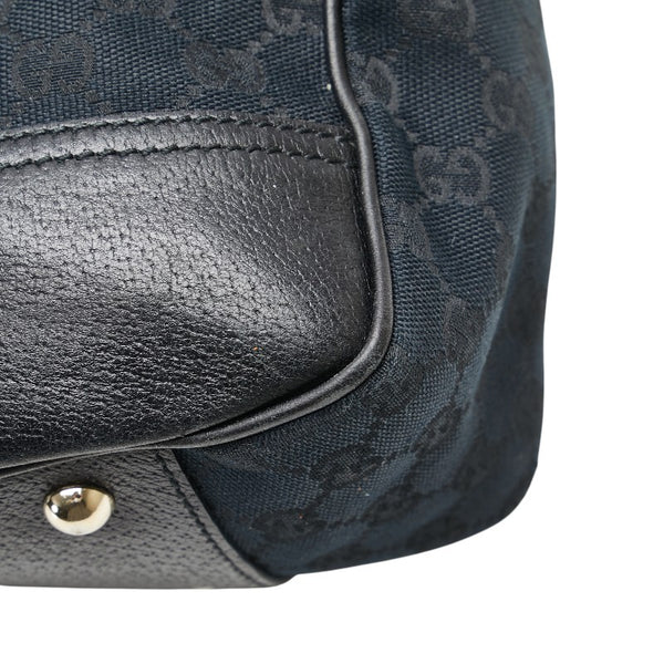 グッチ GGキャンバス プリンシー リボン トートバッグ 163805 ネイビー ブラック キャンバス レザー レディース GUCCI 【中古】