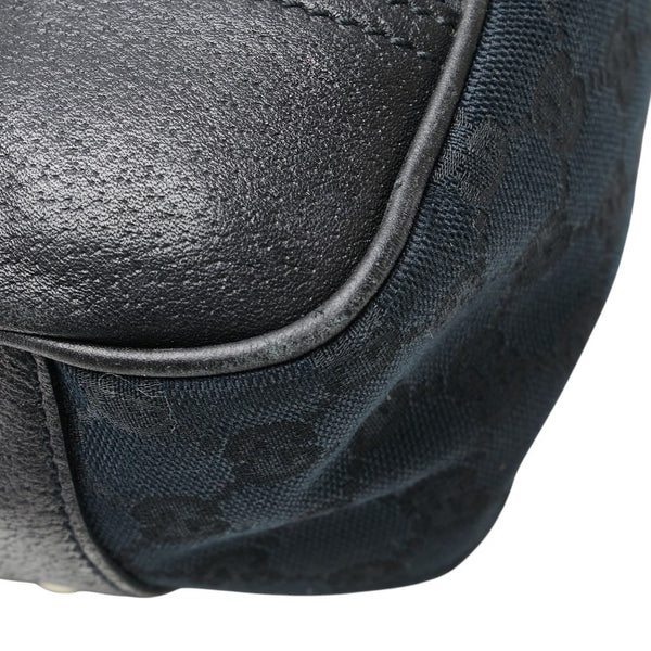 グッチ GGキャンバス プリンシー リボン トートバッグ 163805 ネイビー ブラック キャンバス レザー レディース GUCCI 【中古】