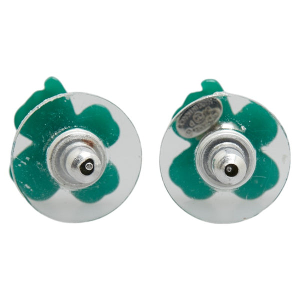 シャネル ココマーク クローバー モチーフ ピアス グリーン シルバー プラスチック メタル レディース CHANEL 【中古】