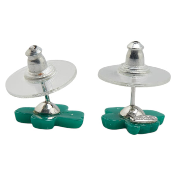 シャネル ココマーク クローバー モチーフ ピアス グリーン シルバー プラスチック メタル レディース CHANEL 【中古】