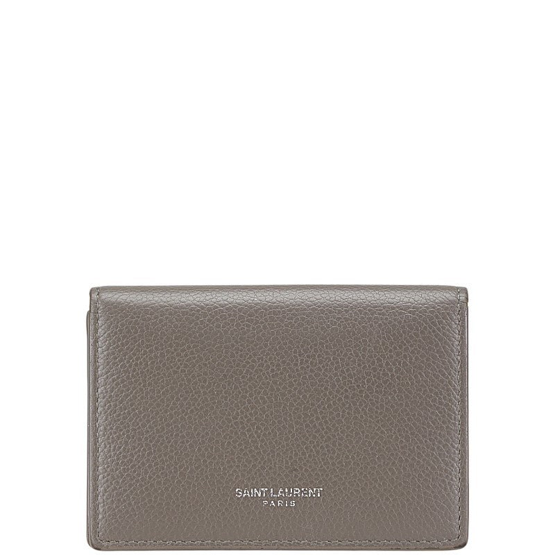 サンローラン カードケース パスケース 468994 グレー レザー レディース SAINT LAURENT 【中古】