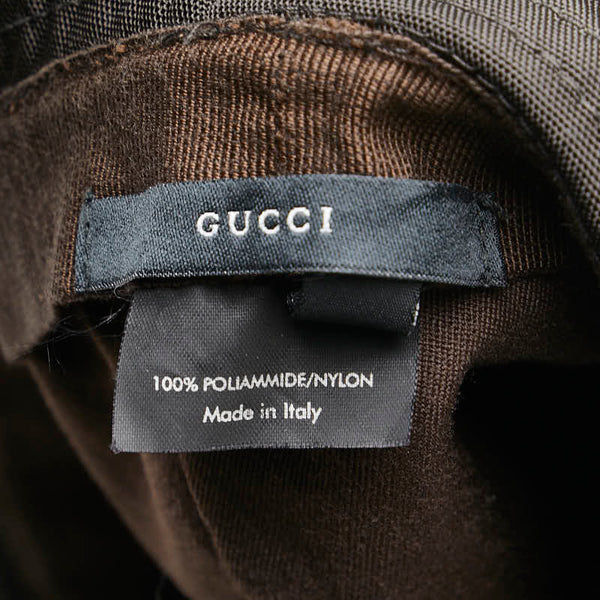 グッチ ロゴ金具 バケットハット サイズ:M カーキ グレー ナイロン ポリアミド レディース GUCCI 【中古】