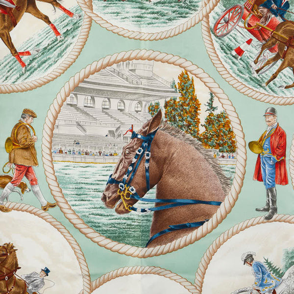 エルメス カレ90 AUTEUIL EN MA オートゥイユの五月 スカーフ ライトブルー マルチカラー レディース HERMES 【中古】