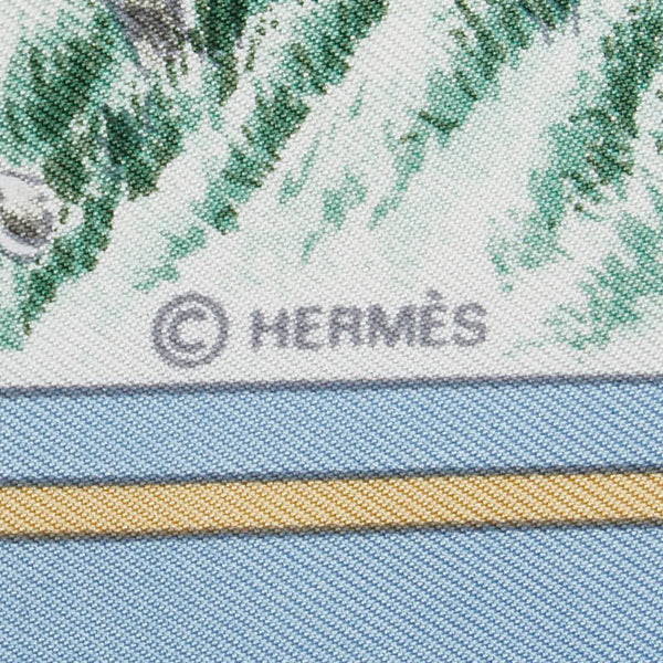 エルメス カレ90 AUTEUIL EN MA オートゥイユの五月 スカーフ ライトブルー マルチカラー レディース HERMES 【中古】