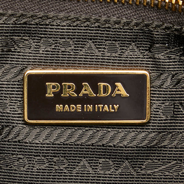 プラダ 三角ロゴプレート トートバッグ ショルダーバッグ カーキグリーン ブラウン ナイロン レザー レディース PRADA 【中古】