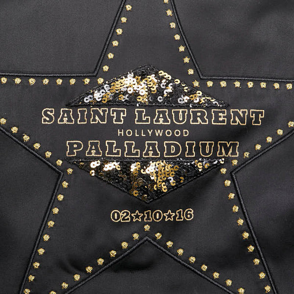 サンローラン パラディウム スター 星 モチーフ テディブルゾン サイズ:34 ブラック ゴールド レーヨン レディース SAINT LAURENT 【中古】