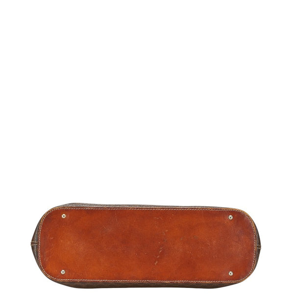 セリーヌ マカダム ハンドバッグ ブラウン PVC レザー レディース CELINE 【中古】