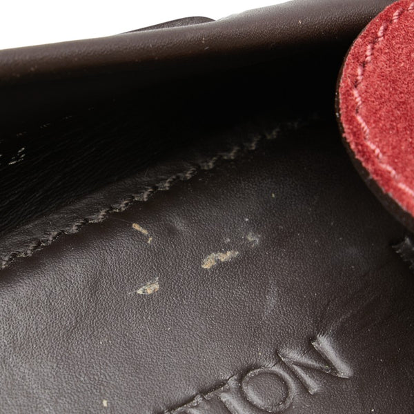 ルイ ヴィトン ドライビングシューズ スリッポン サイズ:M7 レッド ブラウン レザー スエード メンズ LOUIS VUITTON 【中古】