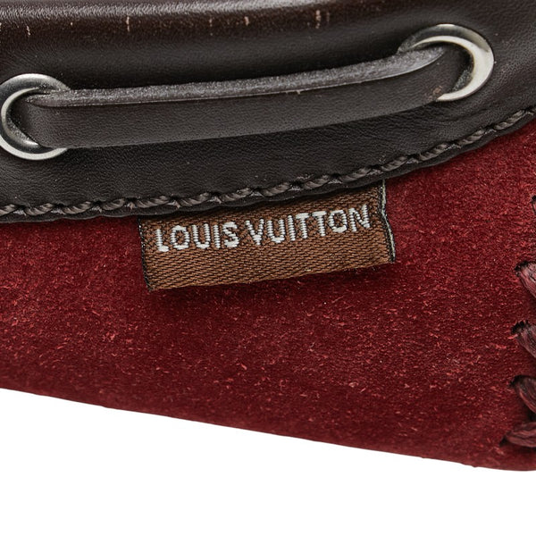 ルイ ヴィトン ドライビングシューズ スリッポン サイズ:M7 レッド ブラウン レザー スエード メンズ LOUIS VUITTON 【中古】