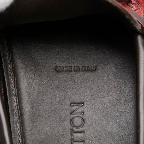 ルイ ヴィトン ドライビングシューズ スリッポン サイズ:M7 レッド ブラウン レザー スエード メンズ LOUIS VUITTON 【中古】