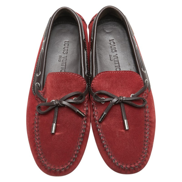 ルイ ヴィトン ドライビングシューズ スリッポン サイズ:M7 レッド ブラウン レザー スエード メンズ LOUIS VUITTON 【中古】