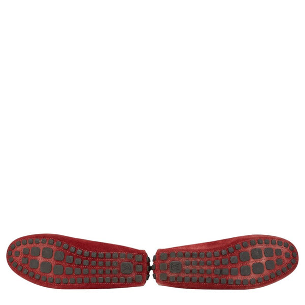 ルイ ヴィトン ドライビングシューズ スリッポン サイズ:M7 レッド ブラウン レザー スエード メンズ LOUIS VUITTON 【中古】