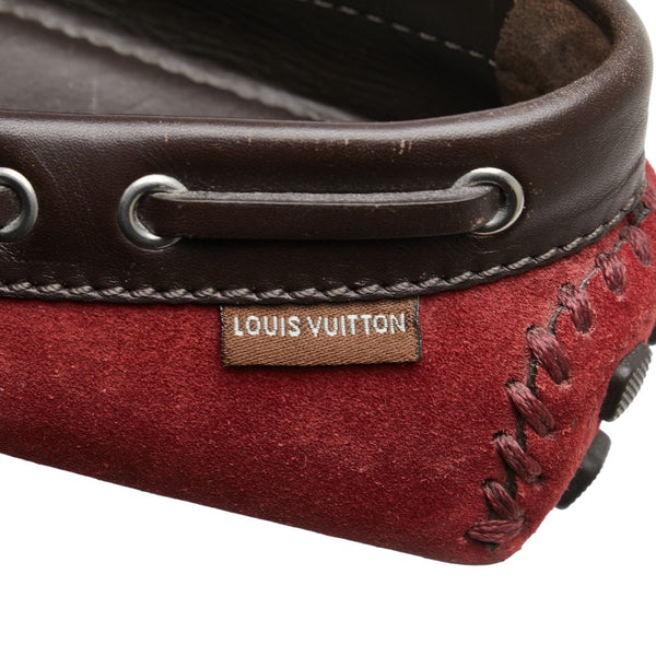 ルイ ヴィトン ドライビングシューズ スリッポン サイズ:M7 レッド ブラウン レザー スエード メンズ LOUIS VUITTON 【中古】