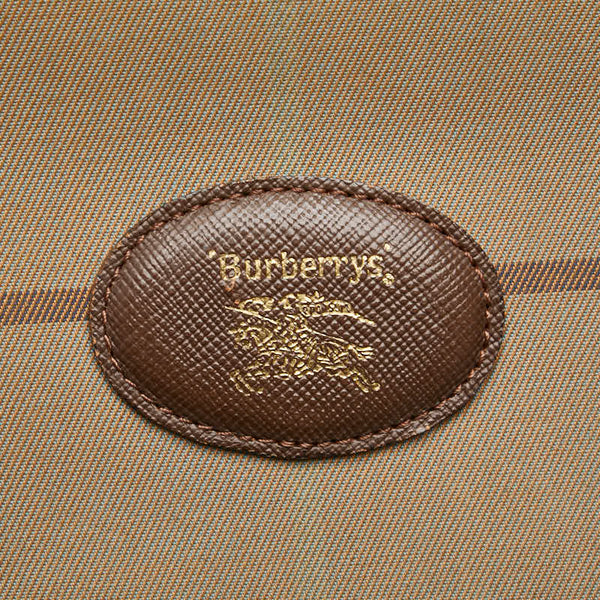 バーバリー チェック シャドーホース ハンドバッグ ミニボストンバッグ カーキ ブラウン キャンバス レザー レディース BURBERRY 【中古】