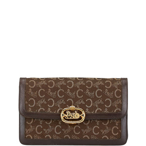 セリーヌ Cマカダム 馬車金具 クラッチバッグ ブラウン キャンバス レザー レディース CELINE 【中古】