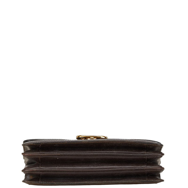 セリーヌ Cマカダム 馬車金具 クラッチバッグ ブラウン キャンバス レザー レディース CELINE 【中古】