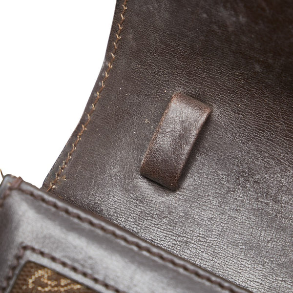 セリーヌ Cマカダム 馬車金具 クラッチバッグ ブラウン キャンバス レザー レディース CELINE 【中古】
