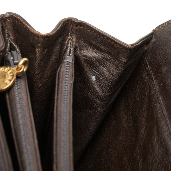 セリーヌ Cマカダム 馬車金具 クラッチバッグ ブラウン キャンバス レザー レディース CELINE 【中古】