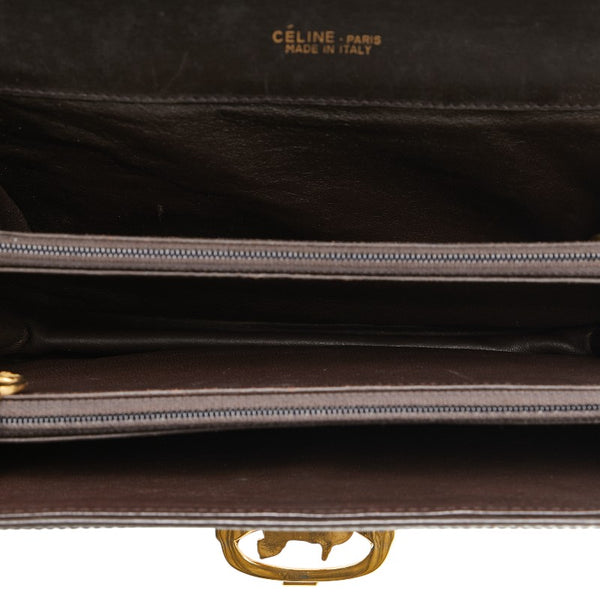 セリーヌ Cマカダム 馬車金具 クラッチバッグ ブラウン キャンバス レザー レディース CELINE 【中古】
