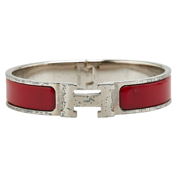 エルメス クリックH PM ブレスレット シルバー レッド メタル レディース HERMES 【中古】